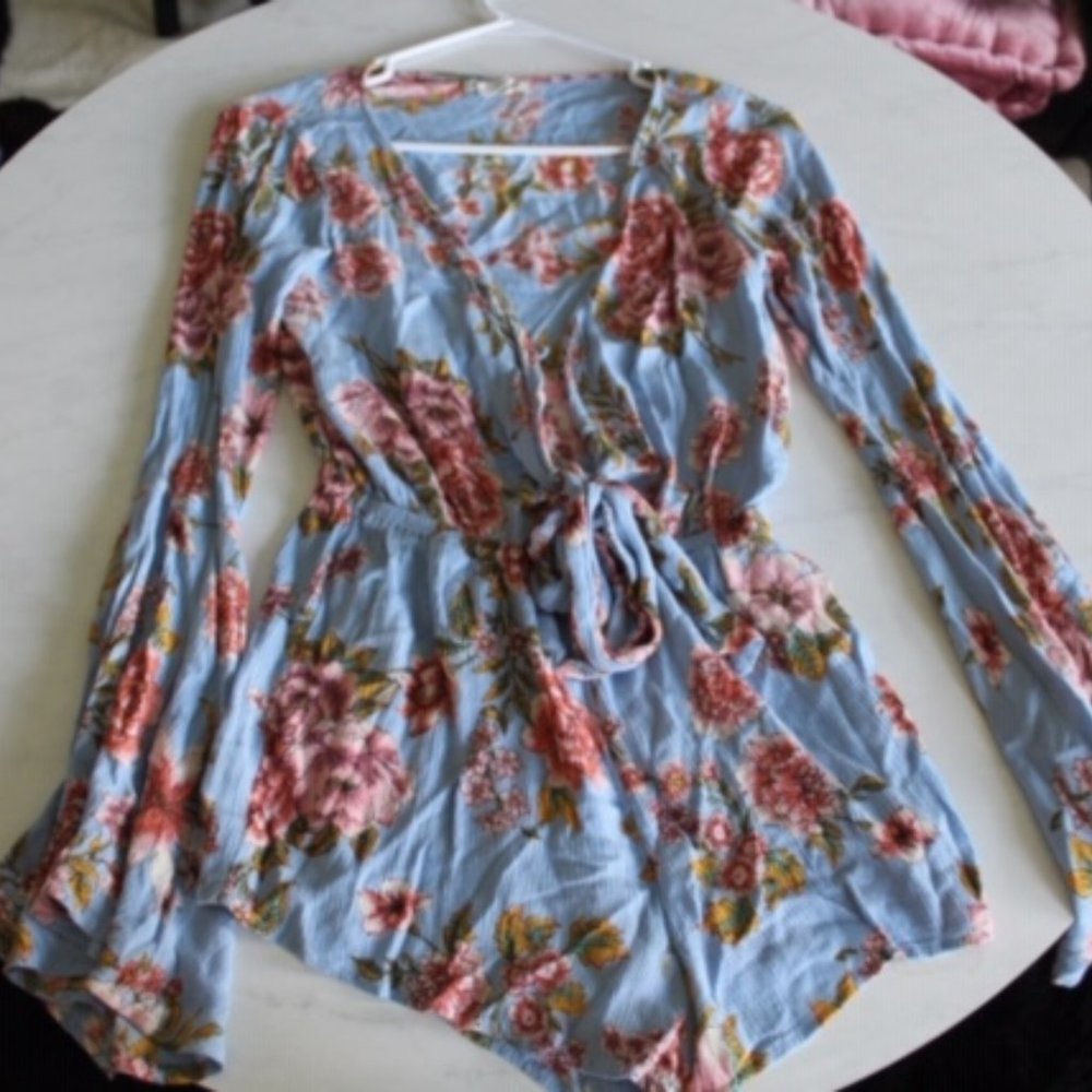 Billabong floral print bell sleeve romper